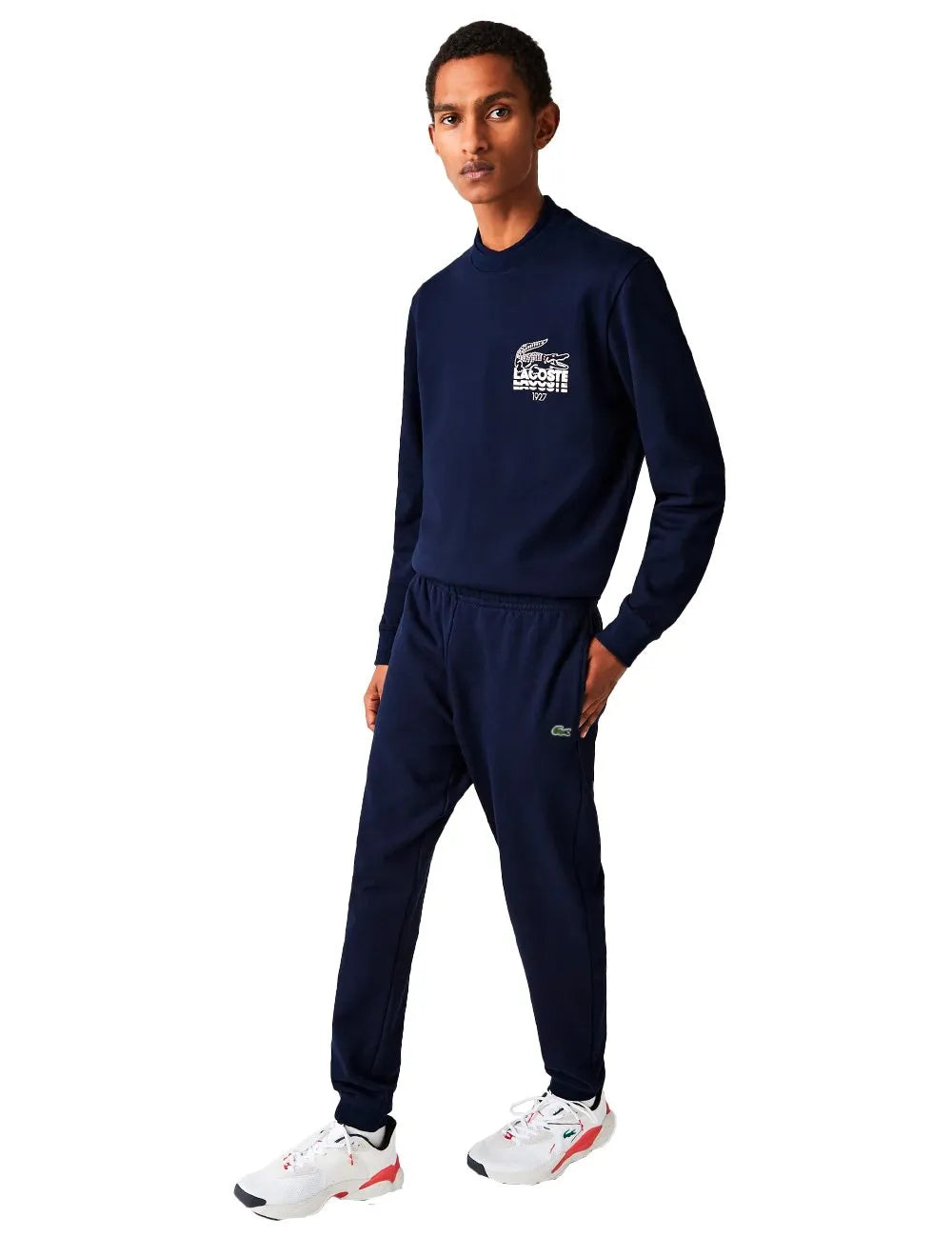 Calça Lacoste Masculina Moletom Sport Cotton Fleece Croco Azul Marinho