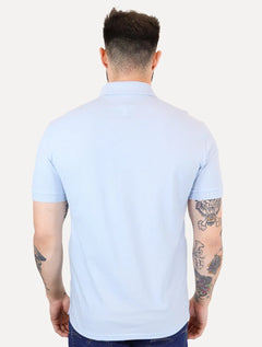 Polo Tommy Hilfiger Masculina Piquet Regular Placket Azul Claro