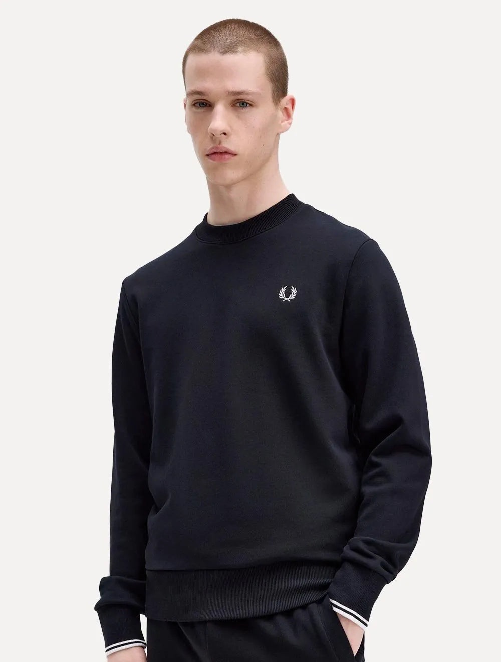 Moletom Fred Perry Masculino Crewneck Laurel Azul Marinho