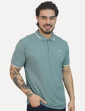 Polo Guess Masculina Piquet Silk Linear Light Friso Azul Petróleo