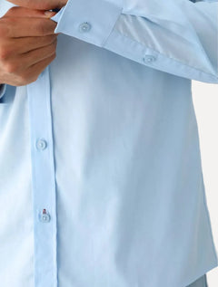 Camisa Calvin Klein Jeans Regular Plain Grey Logo Azul Claro
