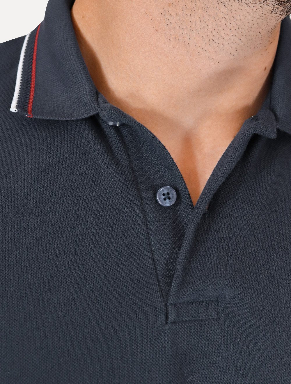 Polo Aramis Masculina Piquet Gola Duo Frisos Azul Marinho