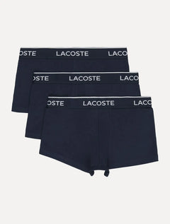 Cueca Lacoste Trunk Boxer Lettered Waist Azul Marinho Pack 3UN