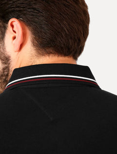 Polo Tommy Hilfiger Masculina Slim Tipped Collar Preta