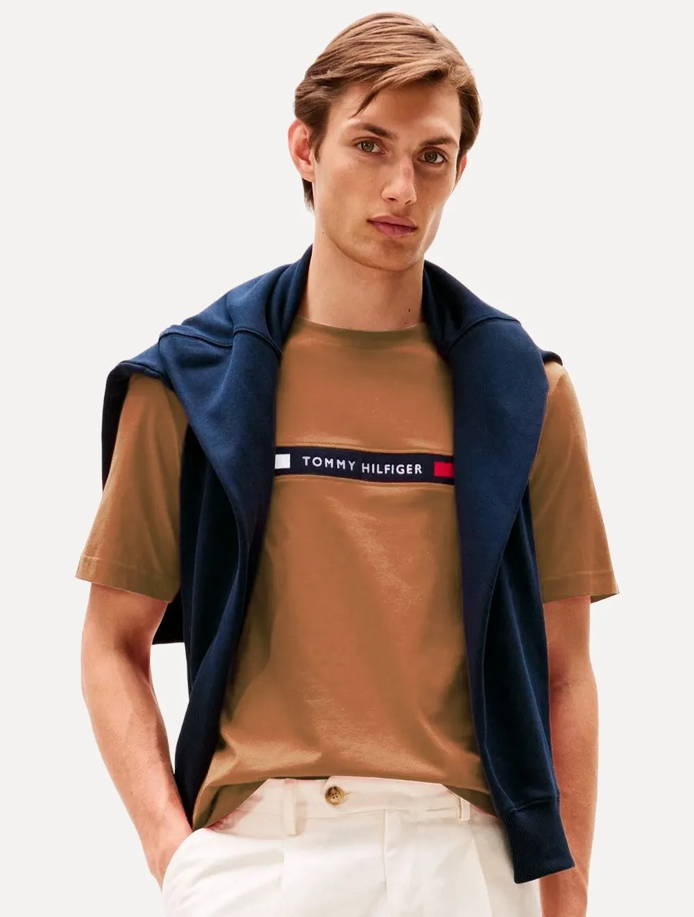 Camiseta Tommy Hilfiger Masculina Chest Insert Logo Marrom