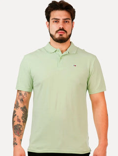 Polo Tommy Jeans Masculina Piquet Regular Placket Verde Claro