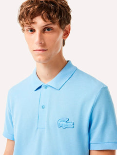 Polo Lacoste Masculina Regular Piquet Quilted Crocodile Badge Azul Claro