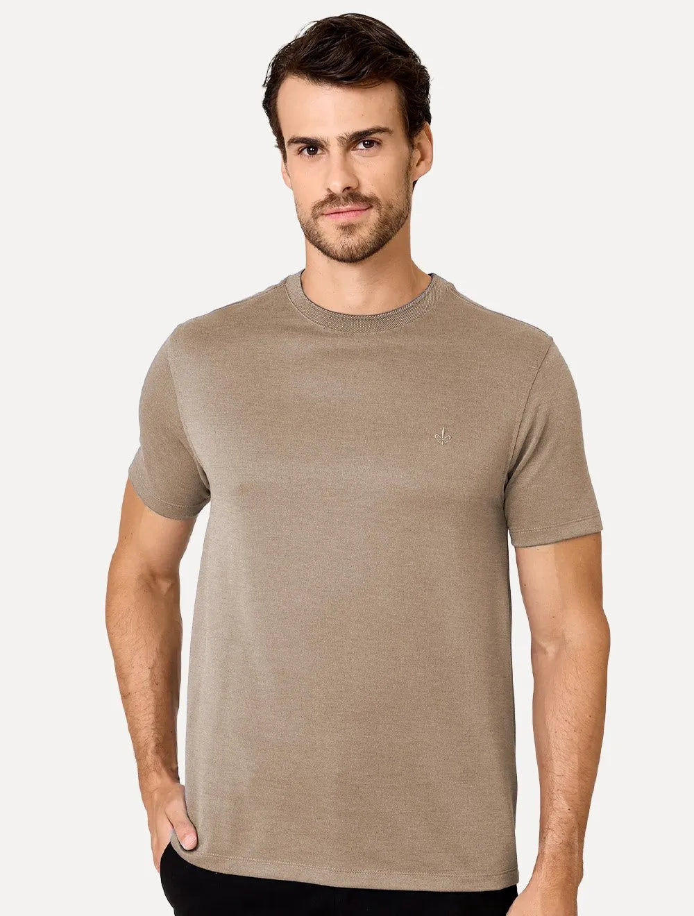 Camiseta Dudalina Masculina Regular Binada Friso Cáqui