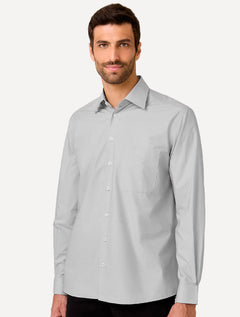 Camisa Dudalina Masculina Comfort Tricoline Lisa Cinza Claro