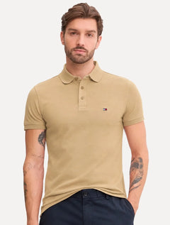 Polo Tommy Jeans Masculina Piquet Regular Placket Cáqui