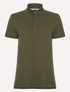 Polo Tommy Hilfiger Masculina Slim Piquet 1985 Verde Militar