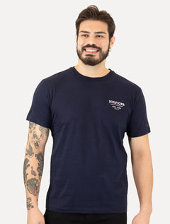 Camiseta Tommy Hilfiger Masculina Regular Global Stripe Azul Marinho