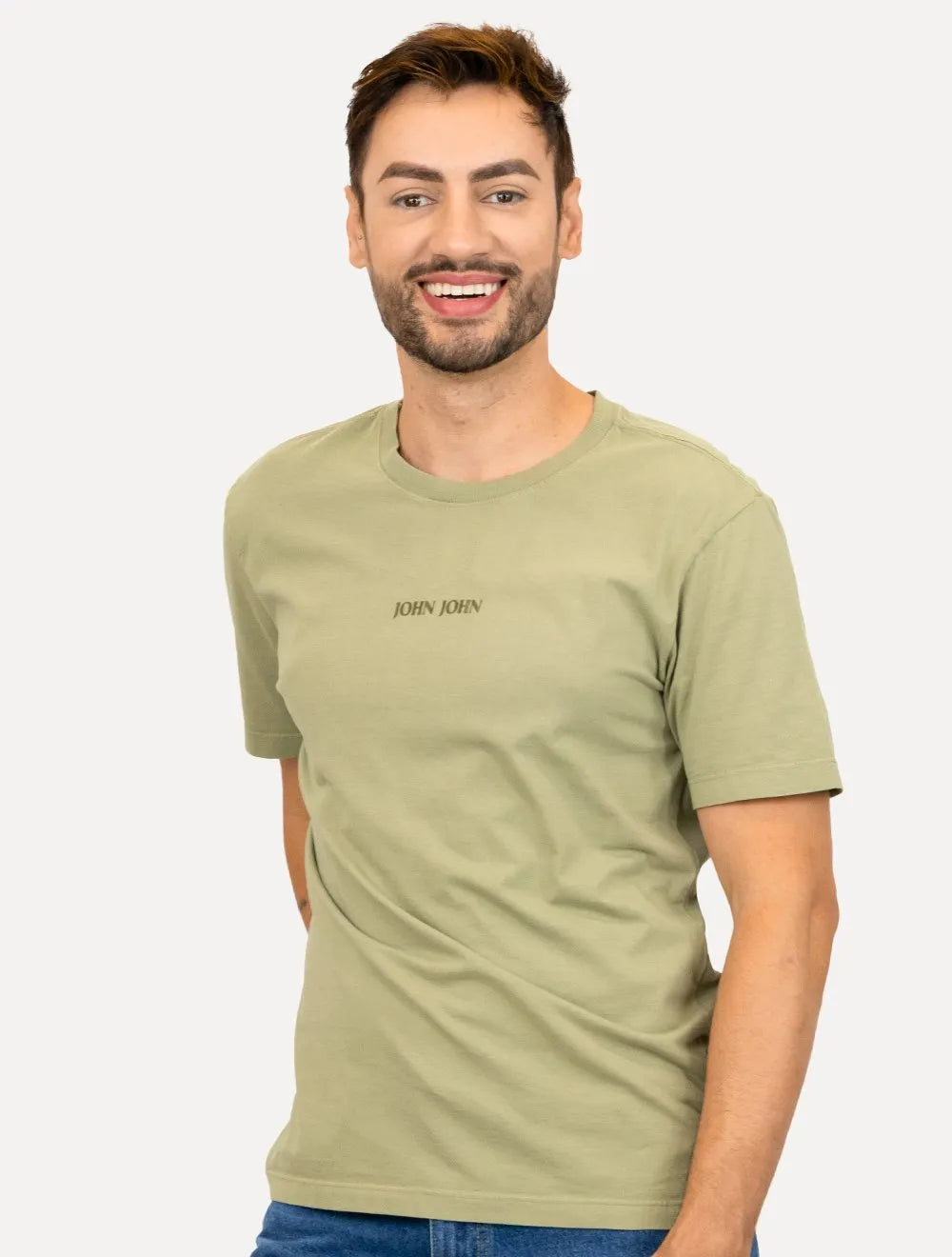 Camiseta John John Masculina Regular Clean Graphic Verde Médio
