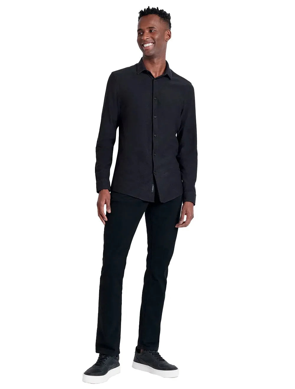 Camisa Aramis Masculina Manga Longa Slim Malha Dupla Preta