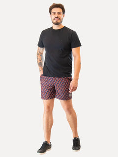 Short Original Penguin Masculino D'Água Abstract Print Vermelho/ Marinho
