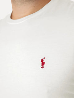 Camiseta Ralph Lauren Masculina Custom Slim Fit Red Icon Branca