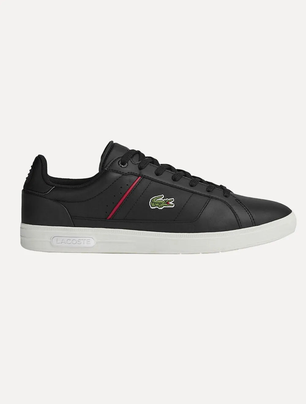 Tênis Lacoste Masculino Couro Europa Pro Leather Blk/Red Preto