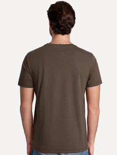 Camiseta John John Masculina Slim Fit Simple Marrom Escuro