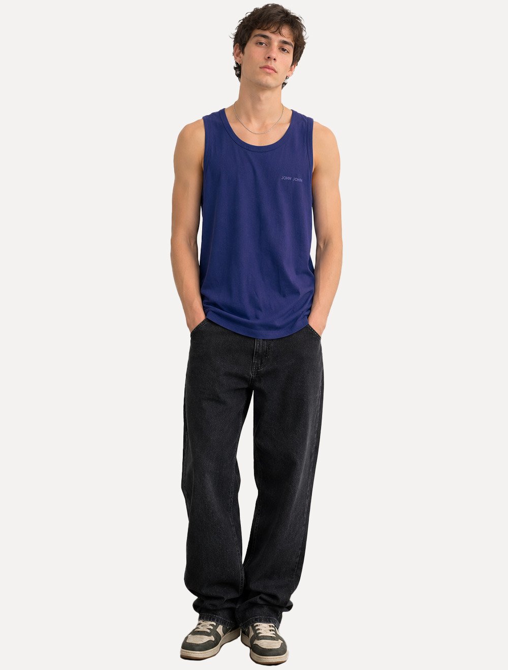 Regata John John Masculina New Regular Fit Rubber Logo Azul Escuro
