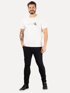 Camiseta Calvin Klein Jeans Masculina Re Issue Logo Frontal Branca