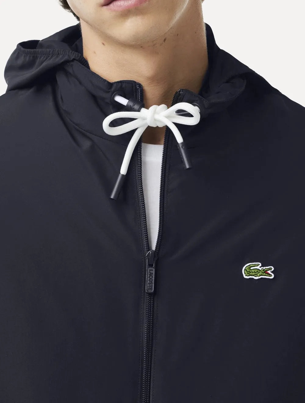 Jaqueta Lacoste Masculina Hoodie Curta Impermeável Azul Marinho