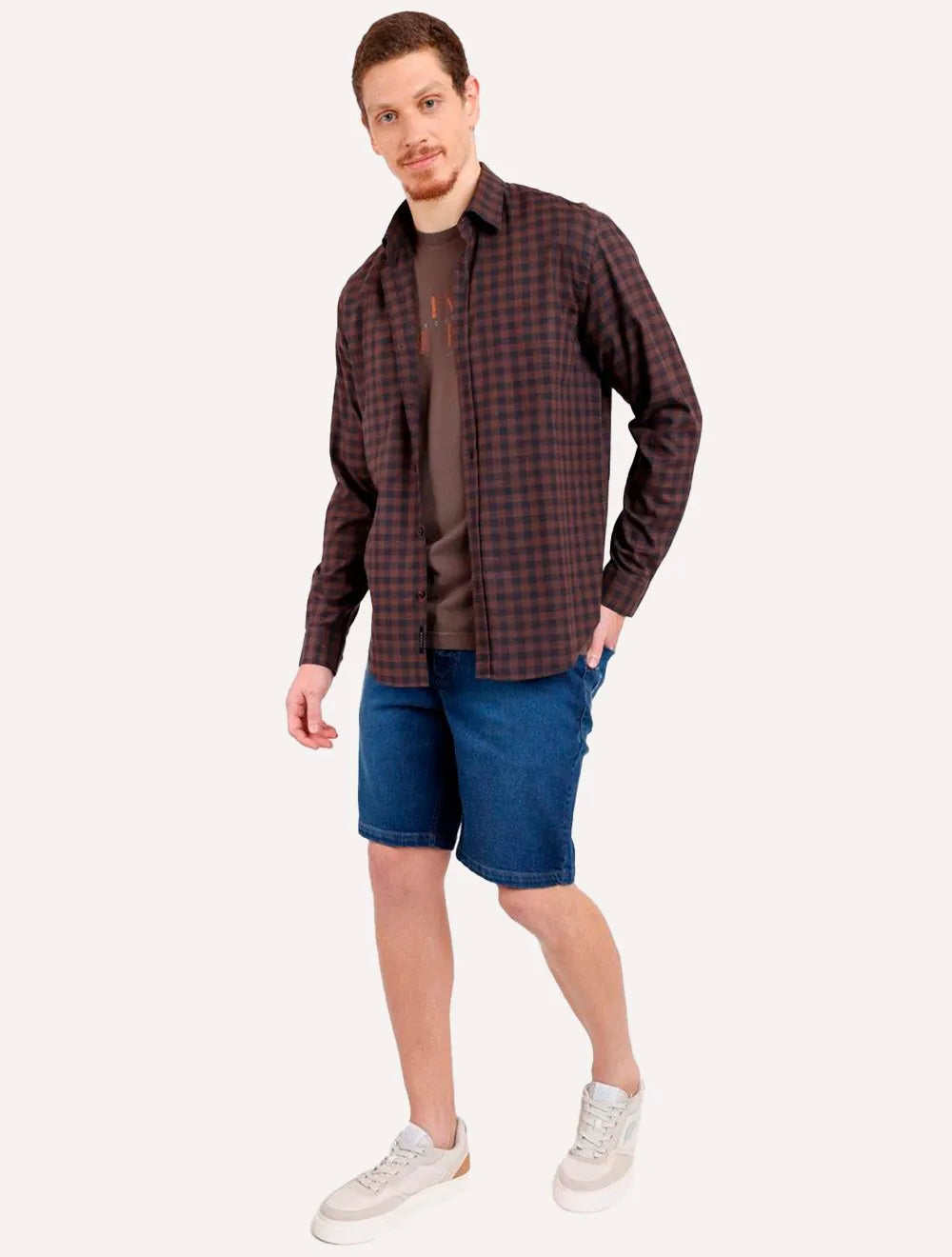 Bermuda Aramis Jeans Masculina Five Pockets Stoned Azul Médio