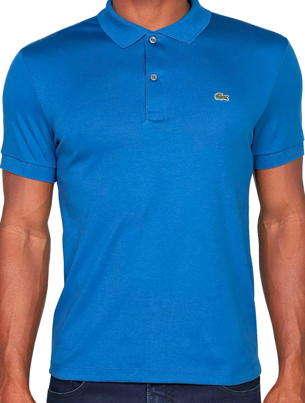 Polo Lacoste Masculina Malha Regular Fit Light Pima Cotton Azul Claro
