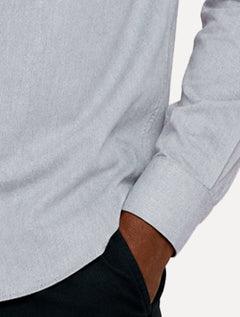 Camisa John John Masculina Regular Chambray Blue Logo Cinza Médio