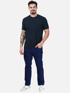 Camiseta K&J Black Cotton Flex Slim Azul Marinho
