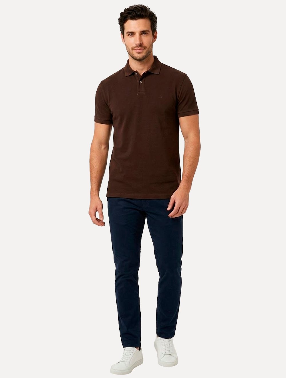 Polo Aramis Masculina Basic Piquet Mono Marrom Café