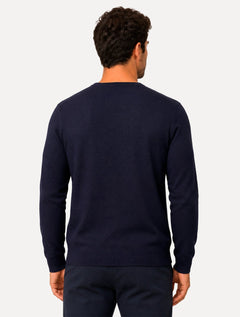 Suéter Dudalina Masculino Tricot Crewneck Textura Azul Marinho
