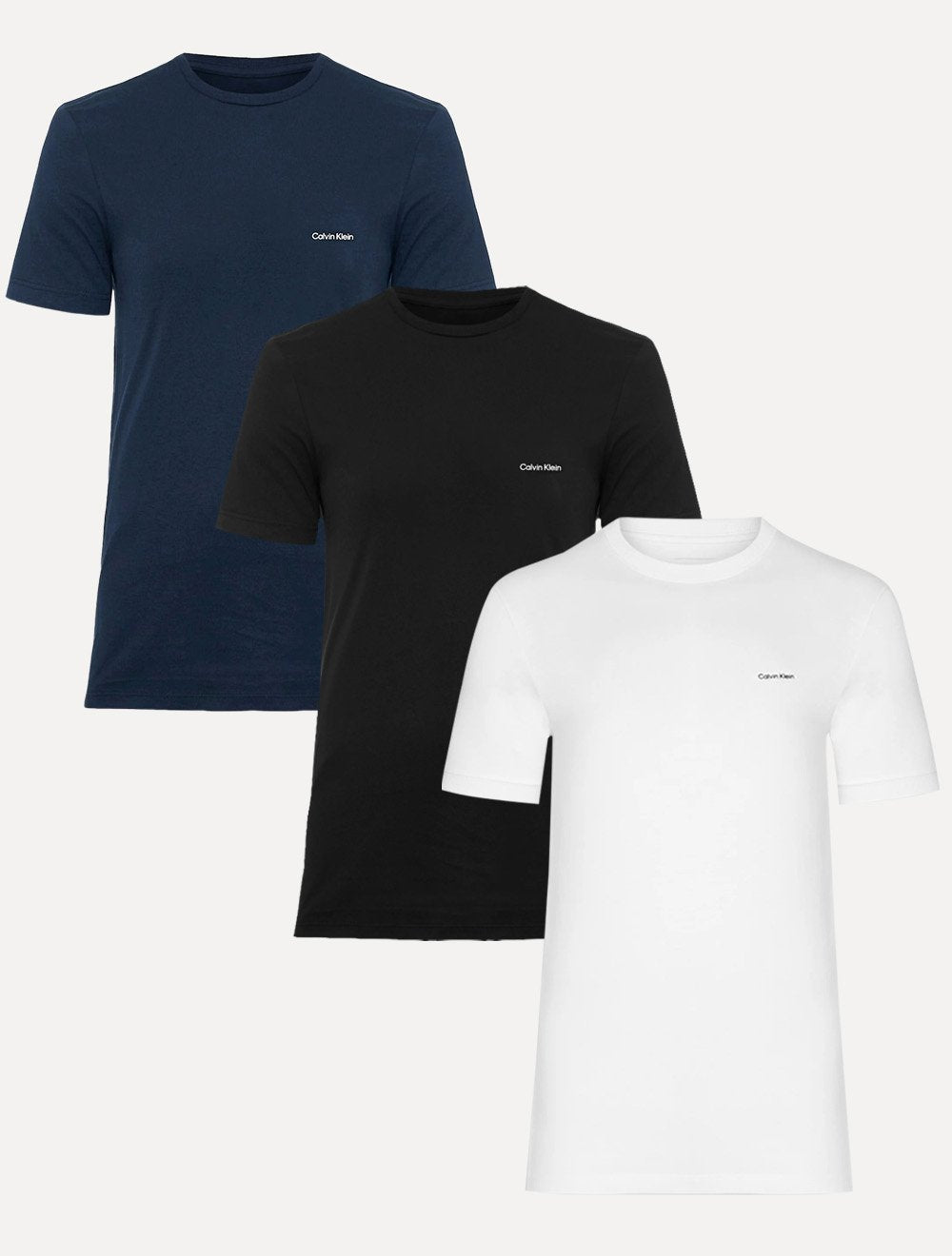 Kit Camisetas Calvin Klein | Masculina Flamê Preta/Branca/Marinho