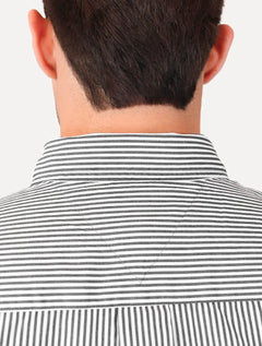 Camisa Tommy Hilfiger Masculina Regular THFlex Poplin Classic Stripe Preta