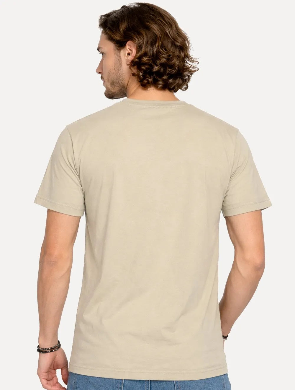 Camiseta King & Joe Masculina Premium Cotton Flex Block Stripe Cáqui