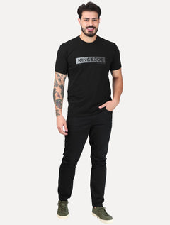 Camiseta King & Joe Masculina Premium Cotton Flex Block Stripe Preto