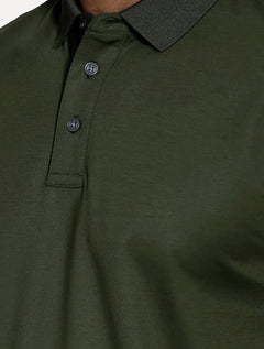 Polo Aramis Masculina Manga Curta Mercerizado Interlock Verde Militar