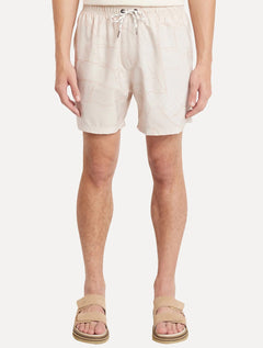 Short Aramis Masculino D'Água Estampado Traços Cáqui Claro