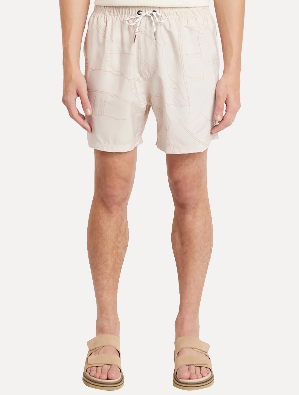 Short Aramis Masculino D'Água Estampado Traços Cáqui Claro
