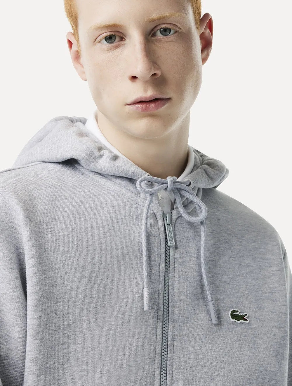 Moletom Lacoste Masculino Hoodie Classic Full-zip Cinza Mescla