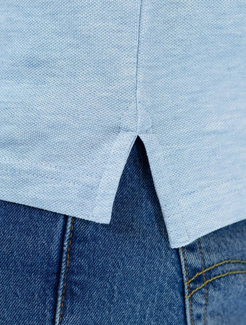 Polo Tommy Hilfiger Masculina Slim Piquet 1985 Azul Claro Mescla