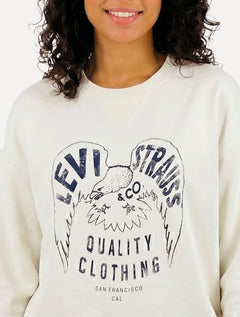 Moletom Levis Feminino Crewneck Relaxed Fit Estampado Branco
