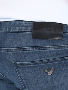 Calça Jeans Empório Armani Masculina J06 Slim Fit 5 Pockets Azul Índigo