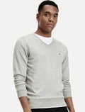 Suéter Tommy Hilfiger Masculino Essential Cotton V-Neck Cinza Claro