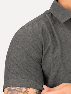 Camisa Reserva Masculina Manga Curta Oxford Color Preto Mescla