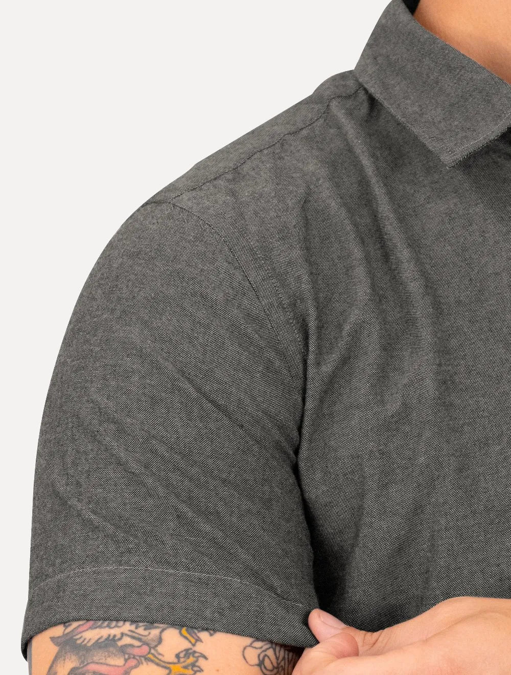 Camisa Reserva Masculina Manga Curta Oxford Color Preto Mescla