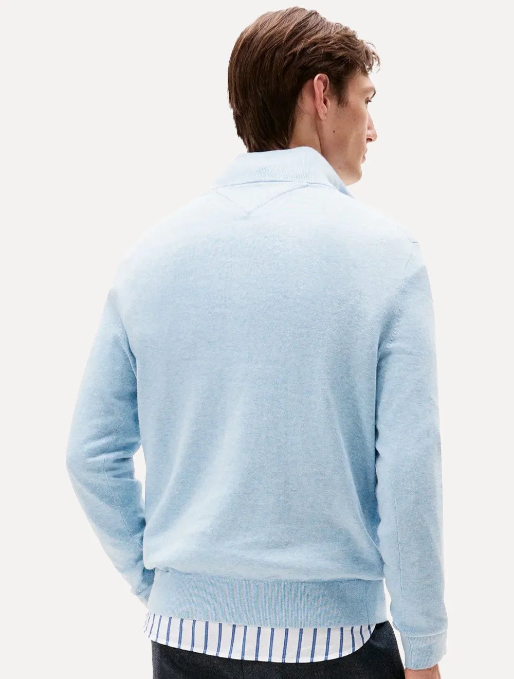 Suéter Tommy Hilfiger Masculino Essential Cotton Half Zip Mock Azul Claro