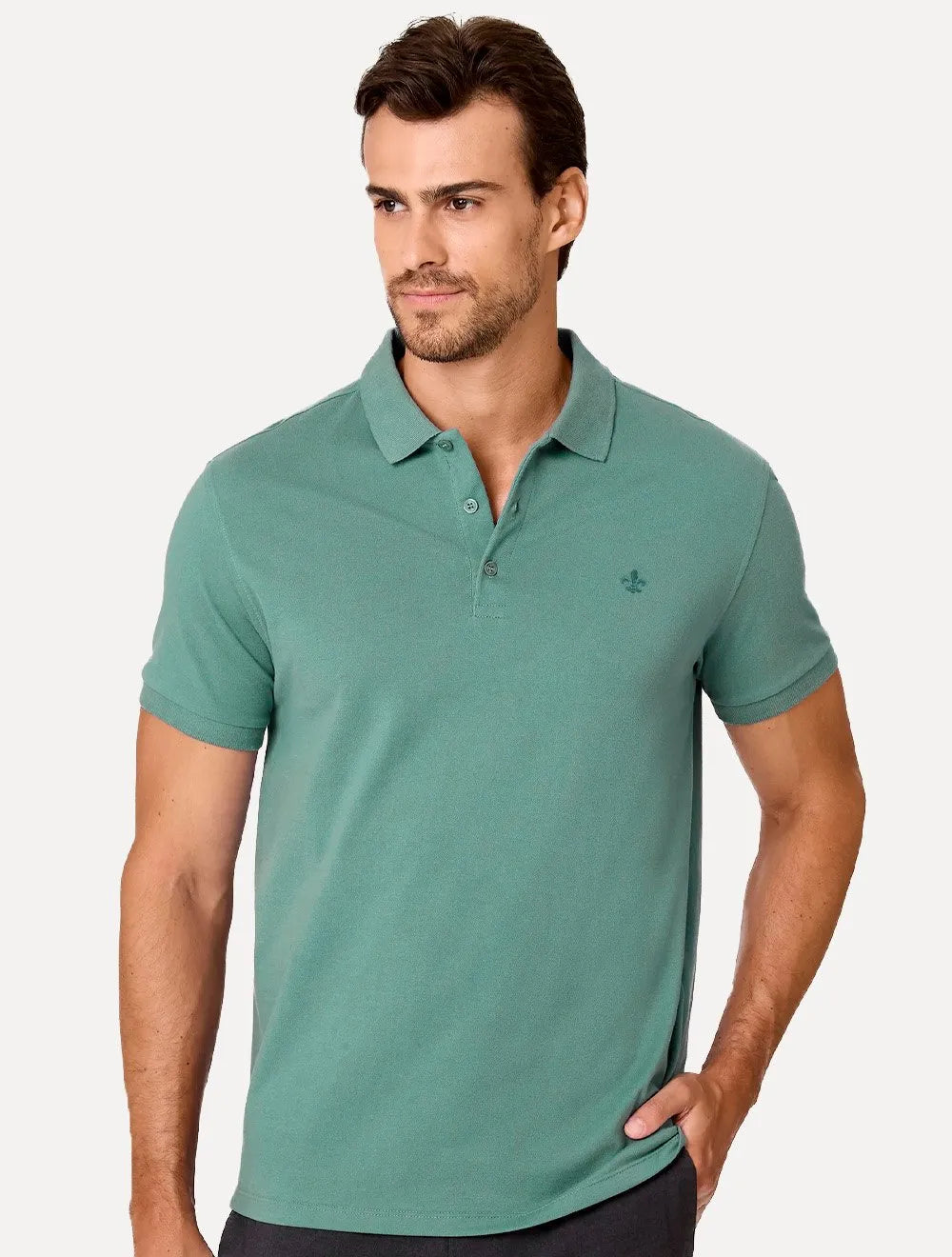 Polo Dudalina Masculina Piquet Essential Color Verde Petróleo
