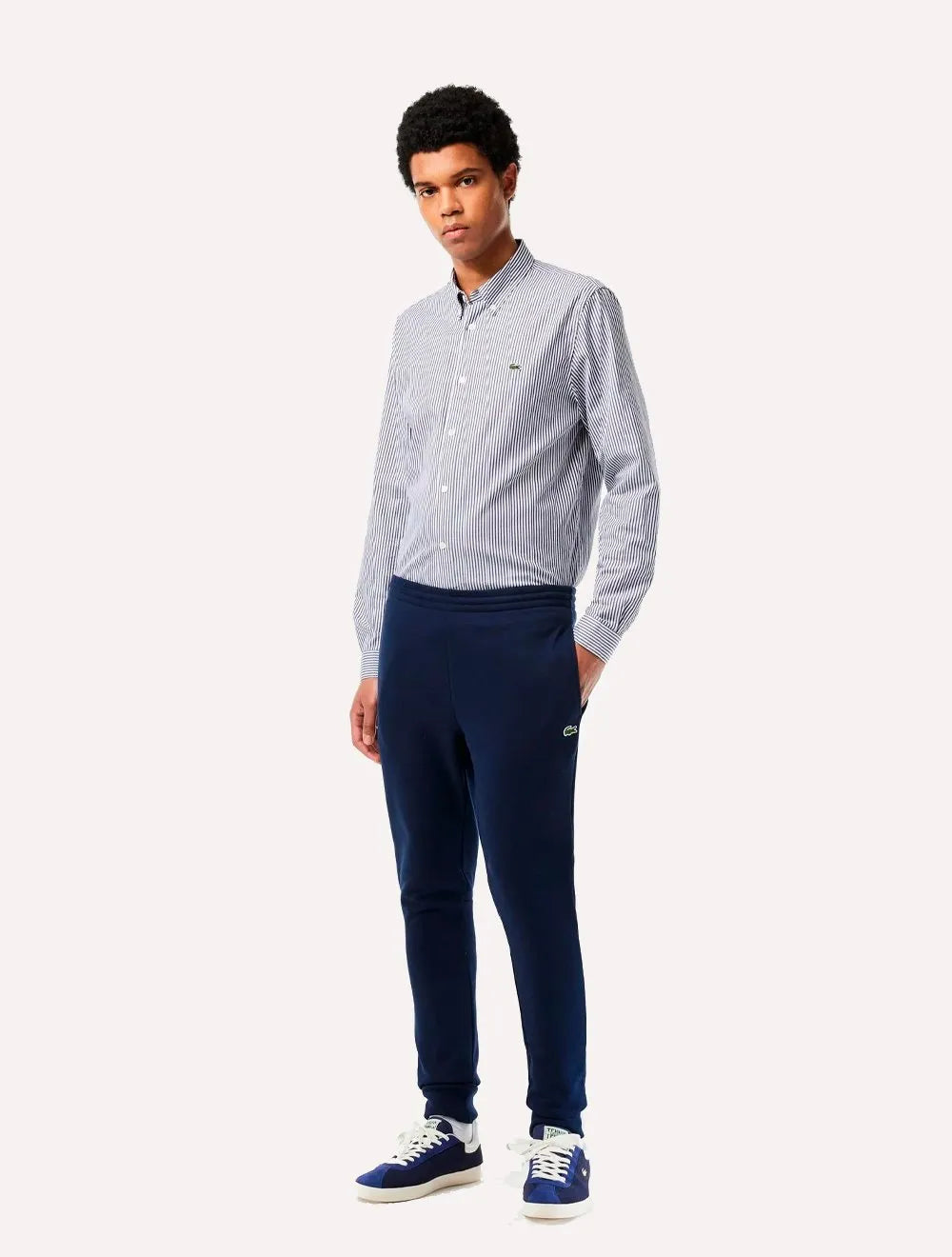 Calça Lacoste Masculina Slim Moletom Jogger Croco Azul Marinho