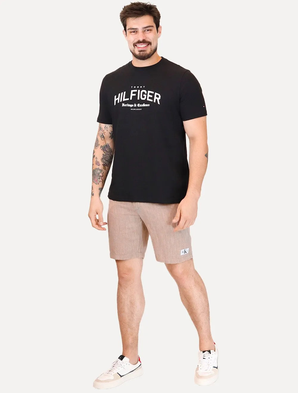 Bermuda Calvin Klein Jeans Masculina Chino Cotton Areia