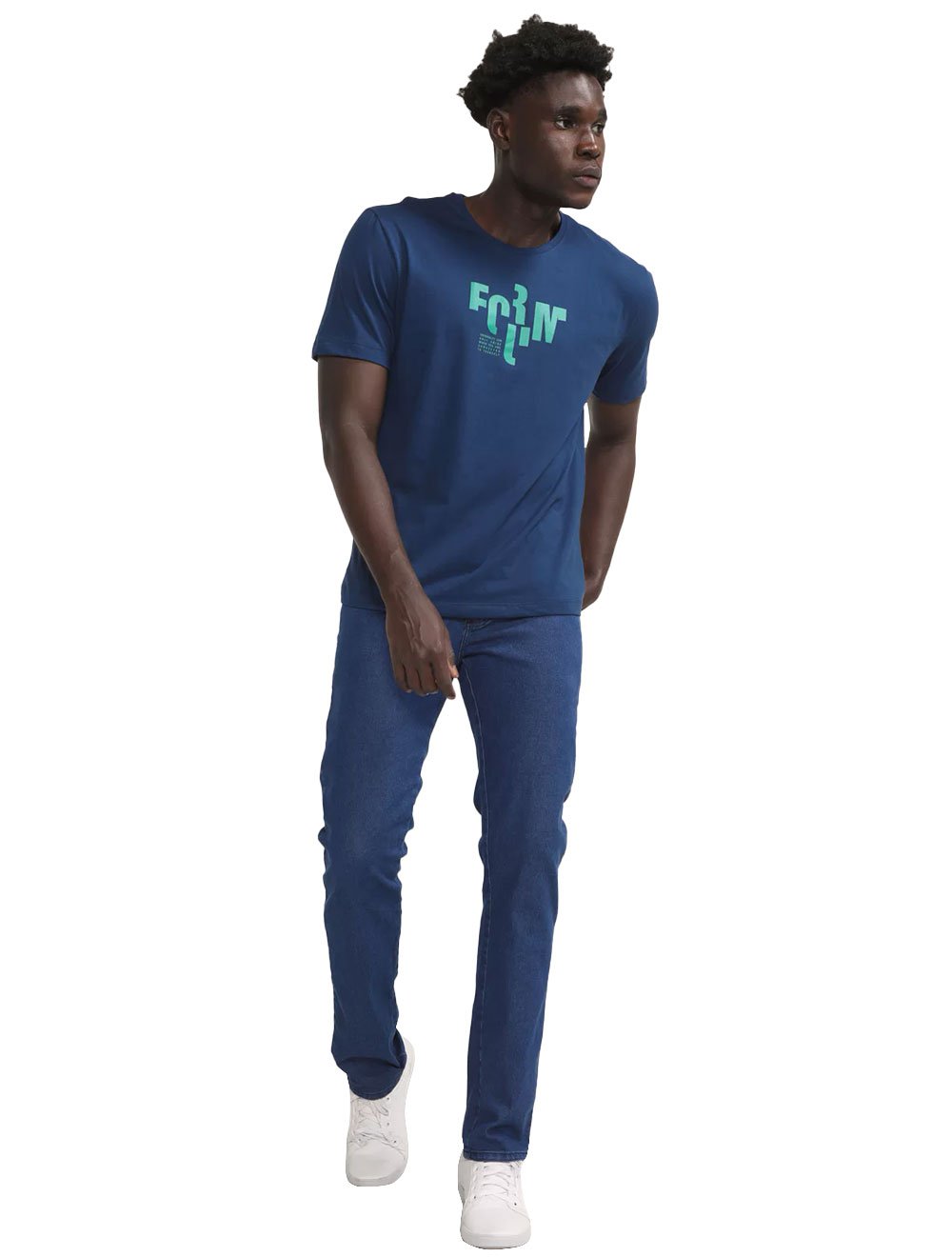 Camiseta Forum Masculina New Box Logo Originality Azul Escuro